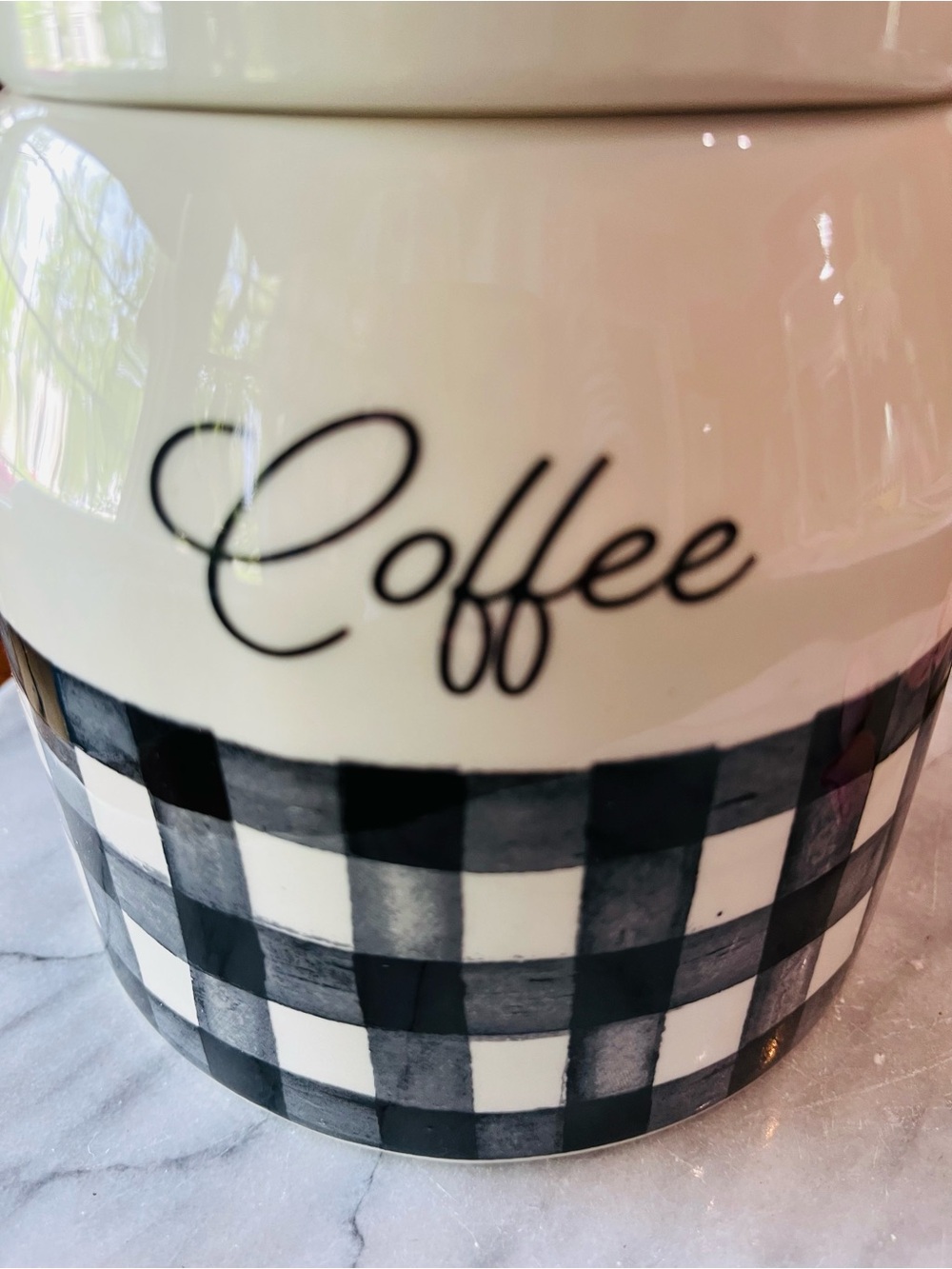 Sheffield Home Ceramic “Coffee” Canister BLK&White Buffalo Check Farmhouse - Picture 8 of 12